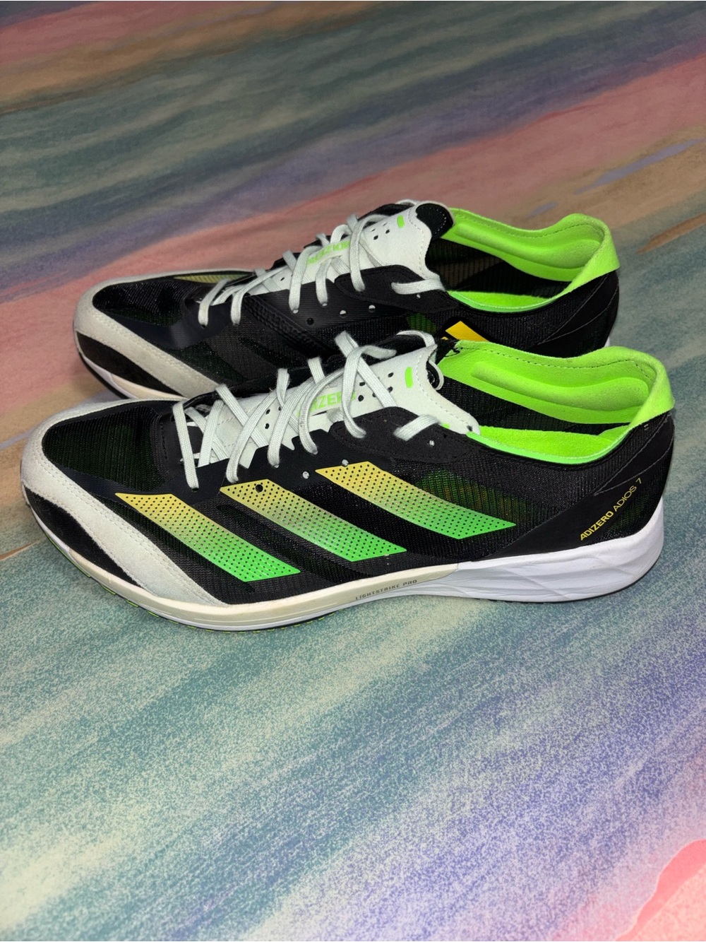 Adidas Adizero  Adios 7 Running Shoes in Black Beam Yellow Solar size 11 men’s